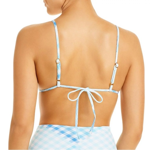 L*Space Brittany Gingham Adjustable Strap Bikini Top in Powder Baby Blue (L) - Picture 4 of 10